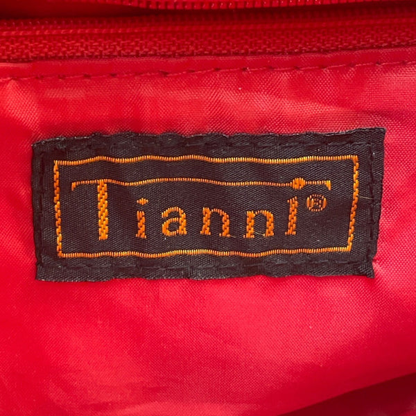 Tianni Women’s Black Christmas Embroidered Gift/Tree Bamboo Handles Handbag Sz S