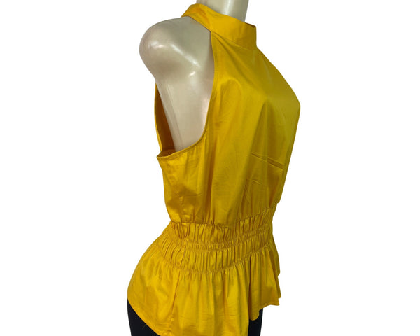 White House Black Market Yellow Sleeveless Halter Top W Keyhole Back Sz 14 - New