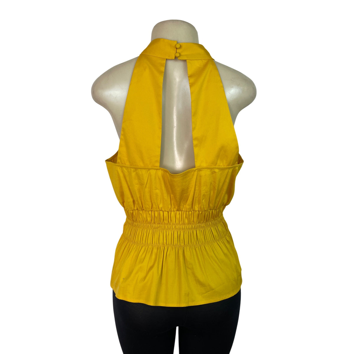 White House Black Market Yellow Sleeveless Halter Top W Keyhole Back Sz 14 - New