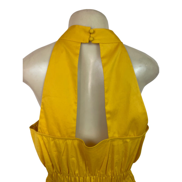 White House Black Market Yellow Sleeveless Halter Top W Keyhole Back Sz 14 - New