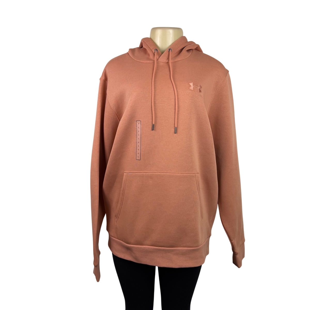 Under Armour Womens Peach Cotton Blend Hoodie Embroidered Logo Sz L
