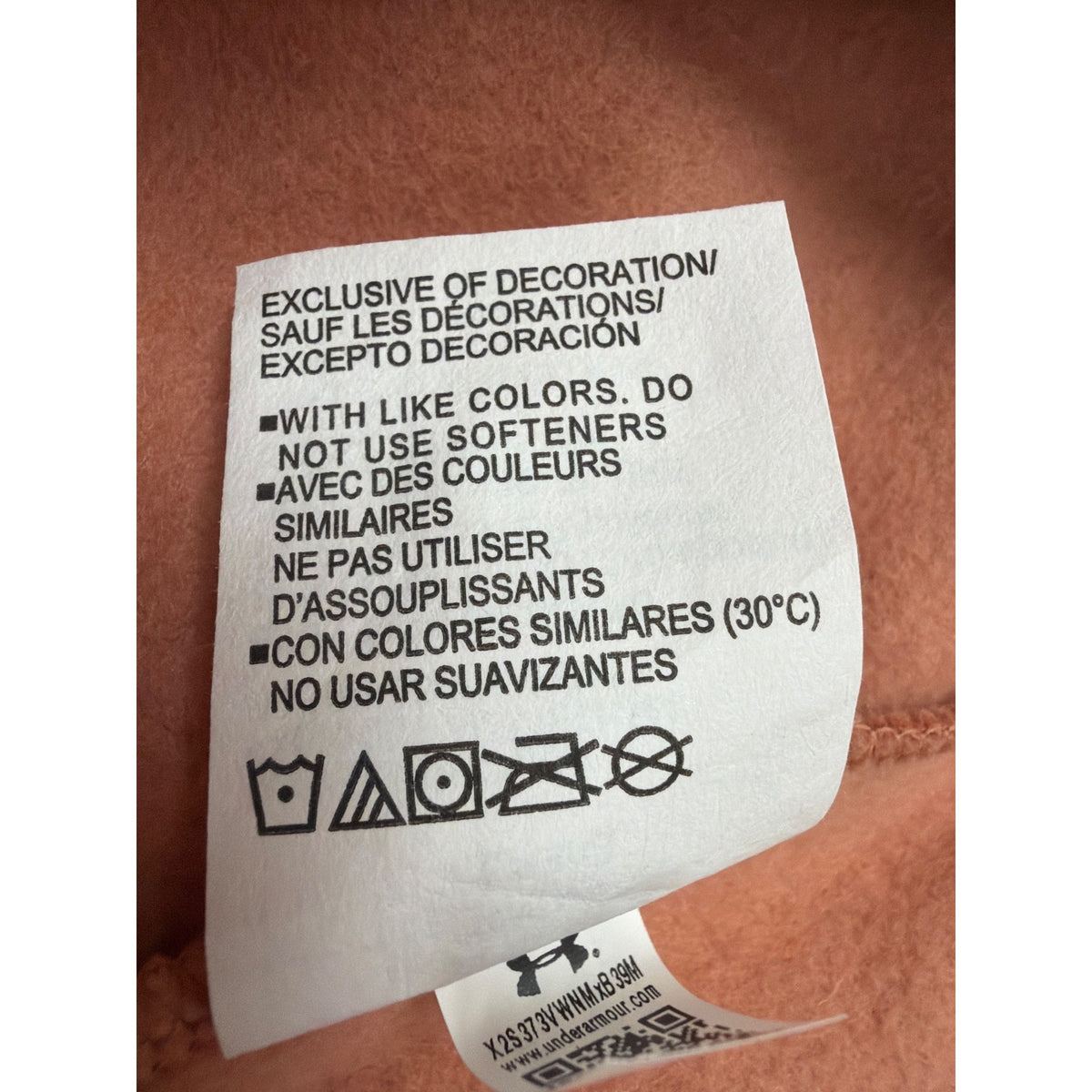 Under Armour Womens Peach Cotton Blend Hoodie Embroidered Logo Sz L