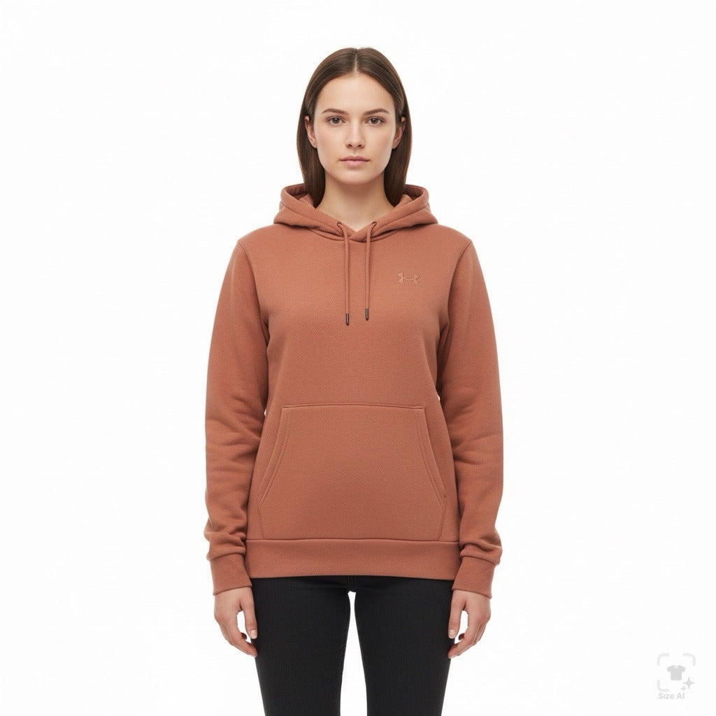 Under Armour Womens Peach Cotton Blend Hoodie Embroidered Logo Sz L