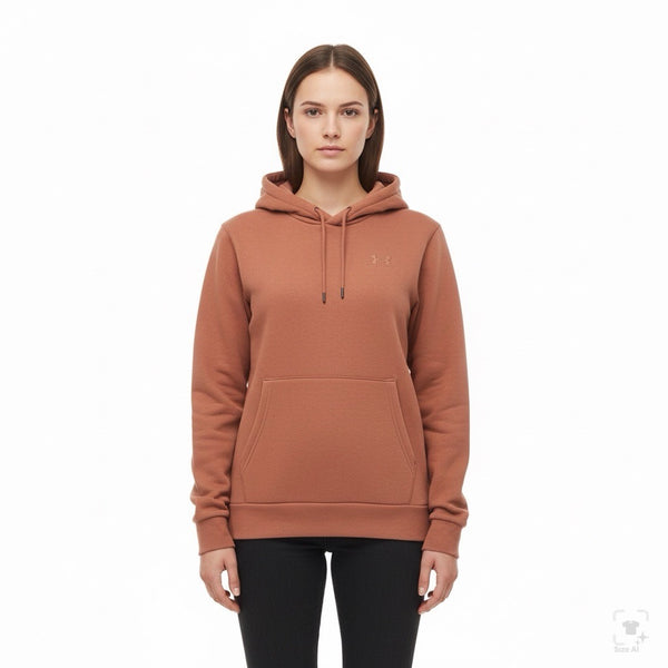 Under Armour Womens Peach Cotton Blend Hoodie Embroidered Logo Sz L