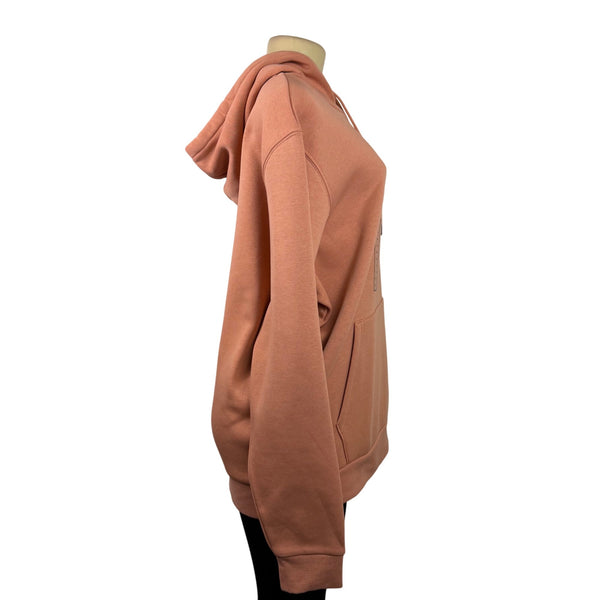 Under Armour Womens Peach Cotton Blend Hoodie Embroidered Logo Sz L