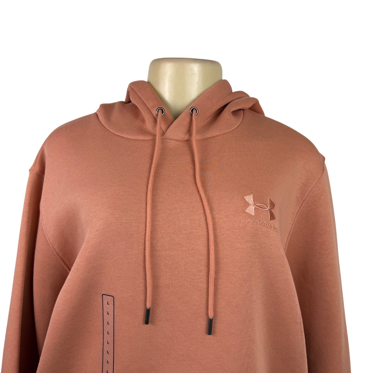 Under Armour Womens Peach Cotton Blend Hoodie Embroidered Logo Sz L