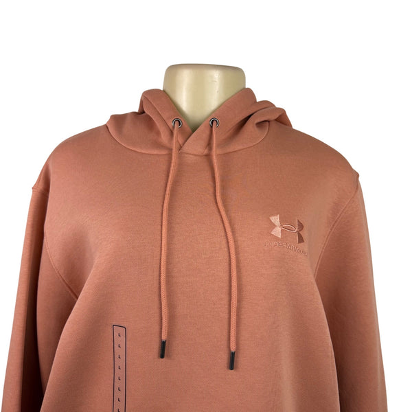 Under Armour Womens Peach Cotton Blend Hoodie Embroidered Logo Sz L