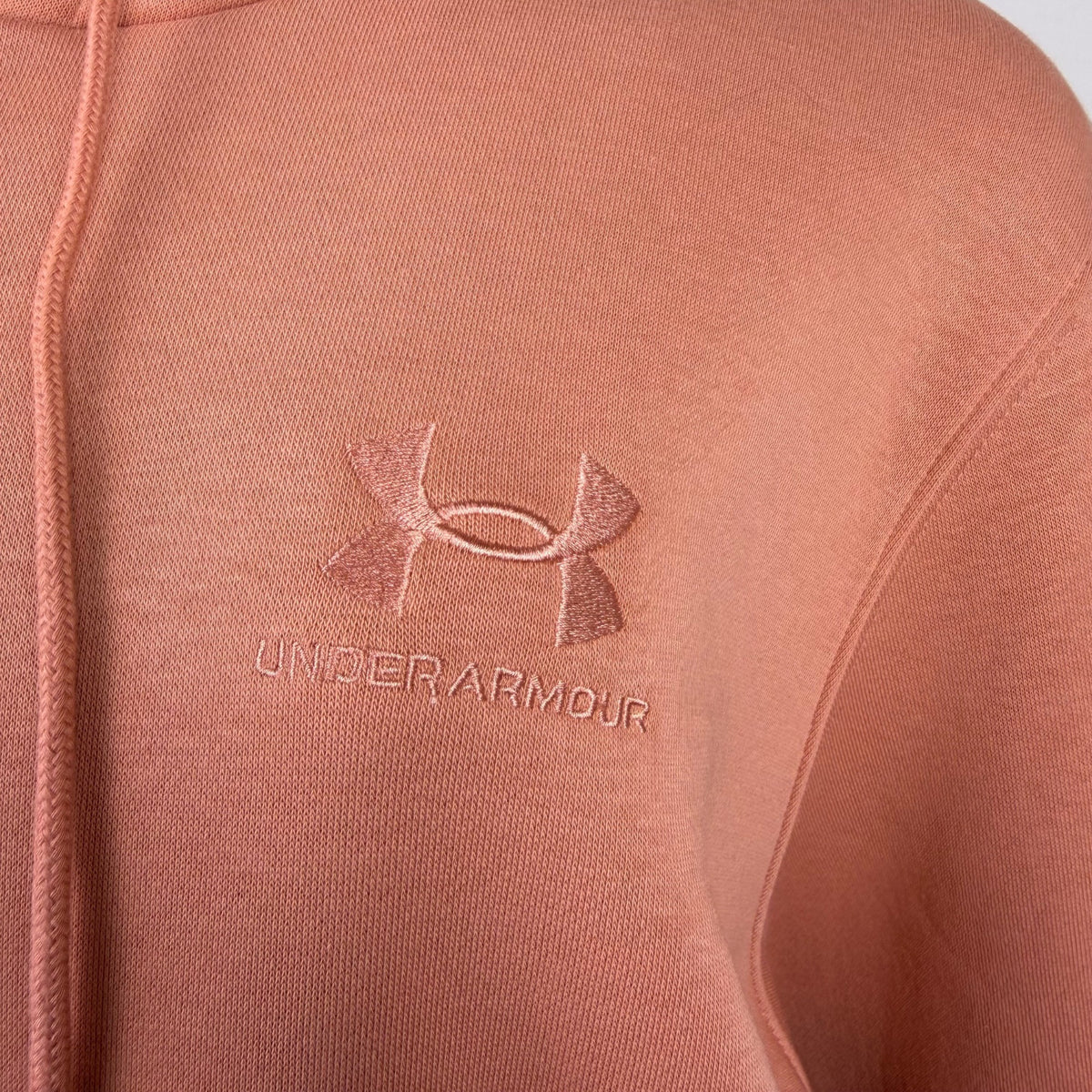 Under Armour Womens Peach Cotton Blend Hoodie Embroidered Logo Sz L