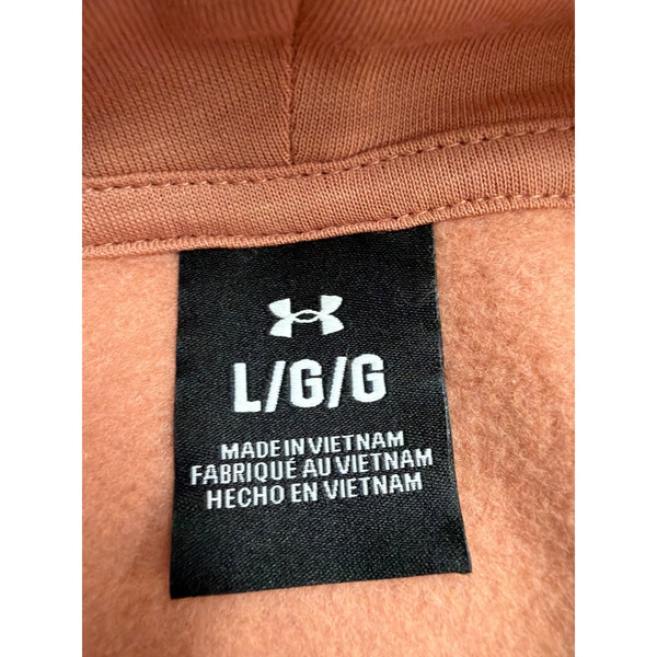 Under Armour Womens Peach Cotton Blend Hoodie Embroidered Logo Sz L
