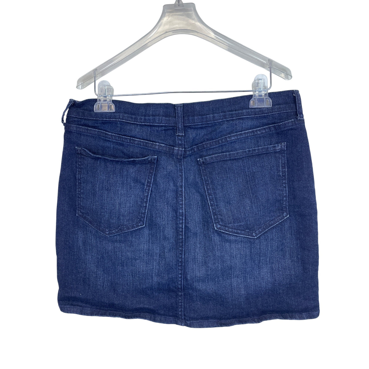 Old Navy Womens Blue Denim Mini Skirt With Zipper Accents Size 12 Cotton/Spandex Blend