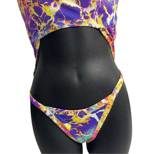 HMS Multicolor Marble Print Strapless Womens Monokini Swimsuit Sz M - New