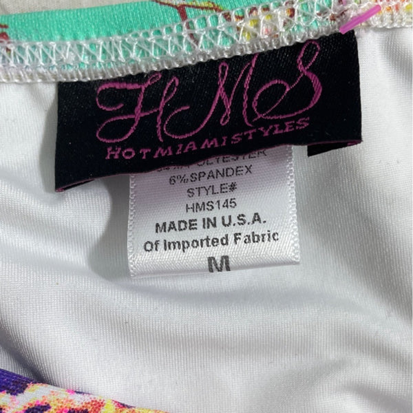 HMS Multicolor Marble Print Strapless Womens Monokini Swimsuit Sz M - New