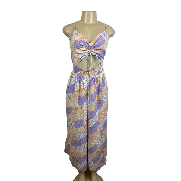 Arizona Womens Patchwork Floral Jumpsuit with Spaghetti Straps Sz XXL