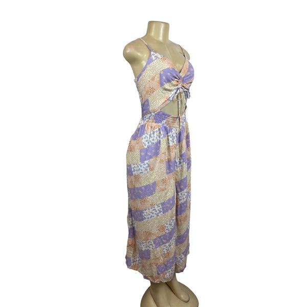 Arizona Womens Patchwork Floral Jumpsuit with Spaghetti Straps Sz XXL