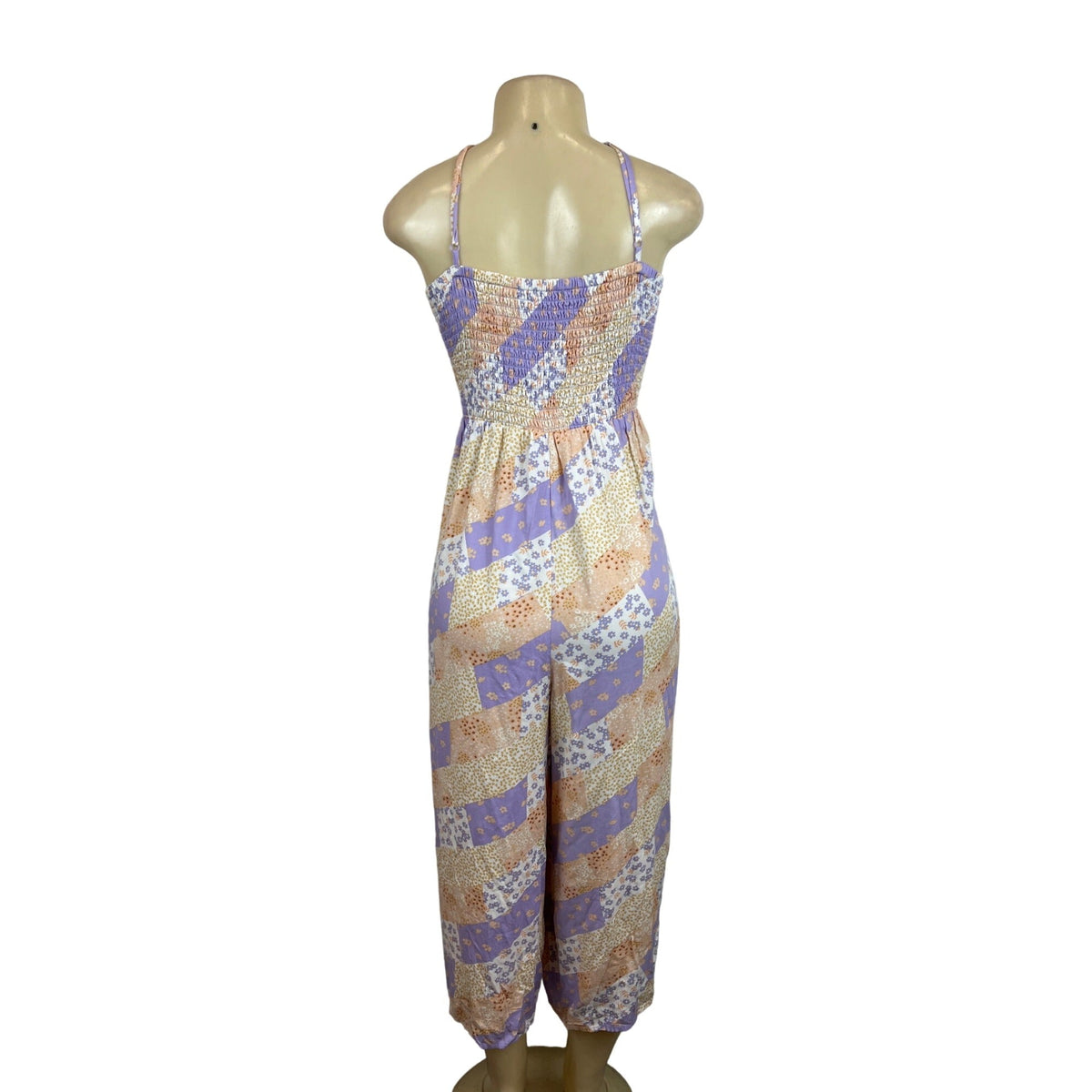 Arizona Womens Patchwork Floral Jumpsuit with Spaghetti Straps Sz XXL