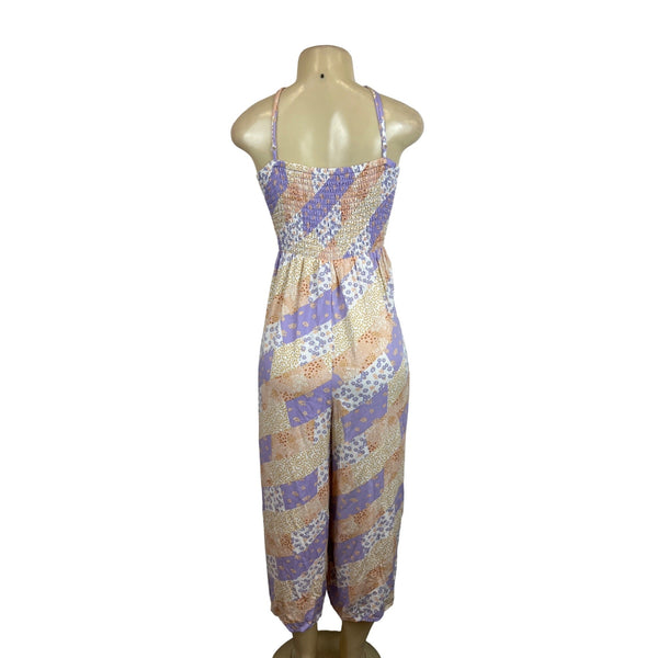 Arizona Womens Patchwork Floral Jumpsuit with Spaghetti Straps Sz XXL