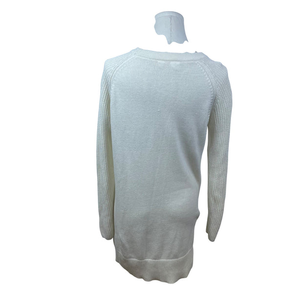 Gap Kids White Knit Sweater Cotton Blend Bear Graphic Long Sleeve Pullover Sz XXL
