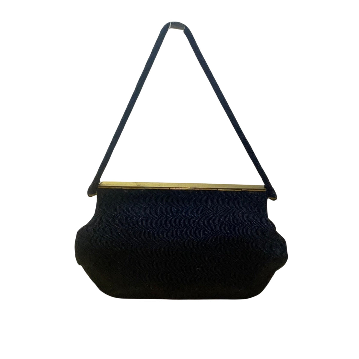 Marguerite Fressé Women’s Black Beaded Gold-Tone Floral Clasp Clutch Bag