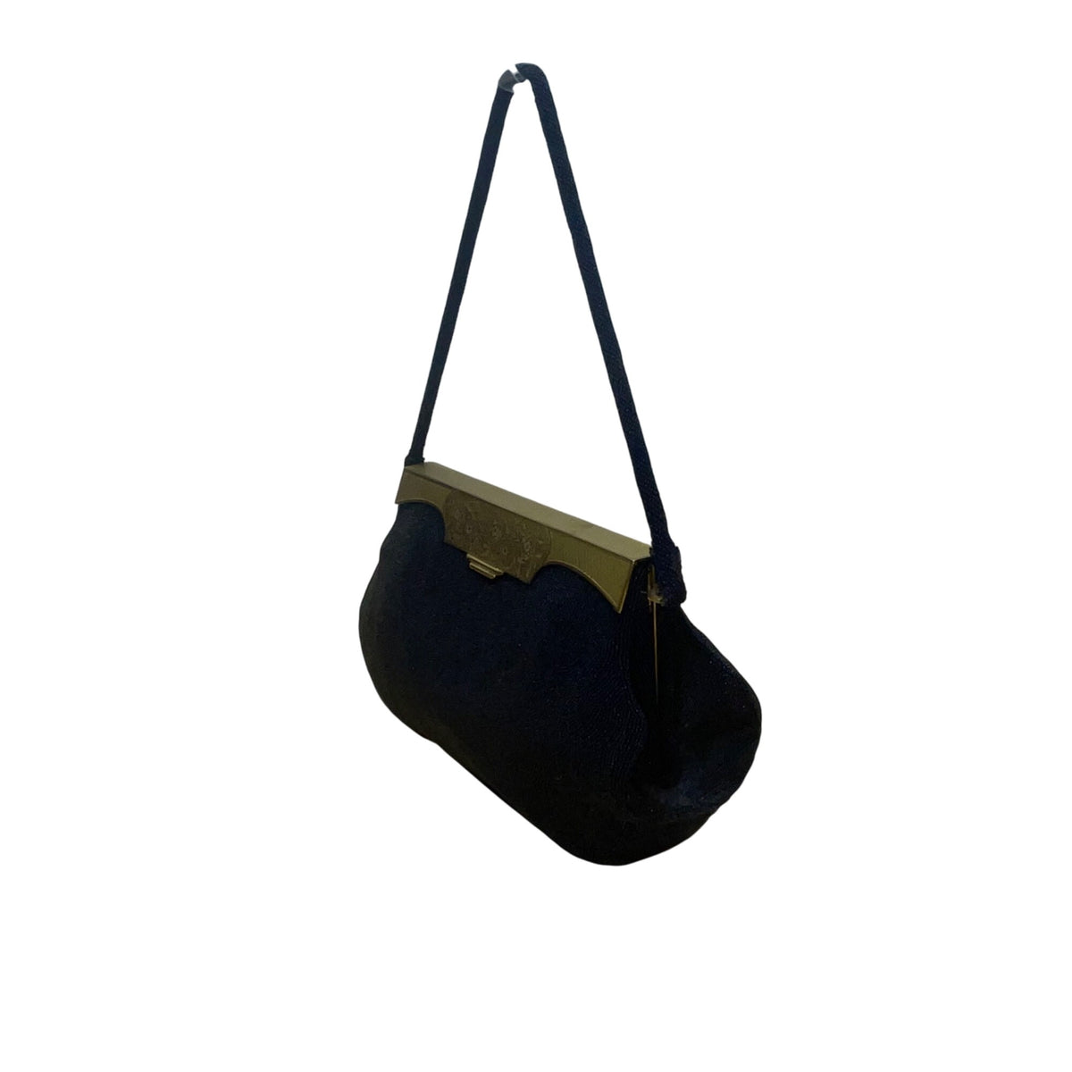 Marguerite Fressé Women’s Black Beaded Gold-Tone Floral Clasp Clutch Bag