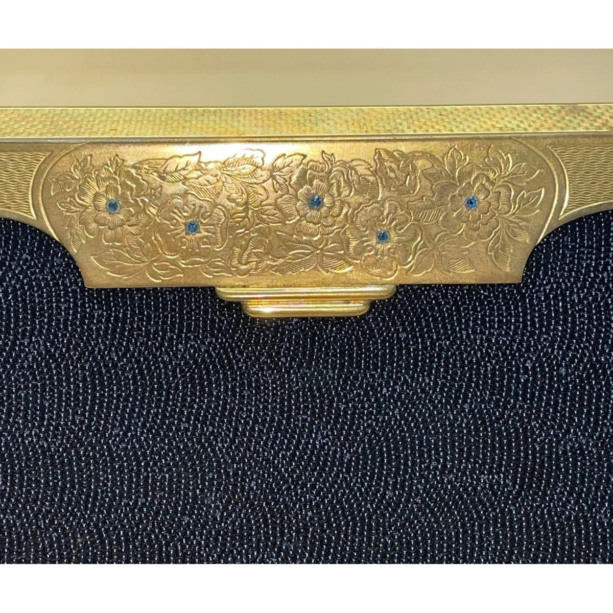 Marguerite Fressé Women’s Black Beaded Gold-Tone Floral Clasp Clutch Bag