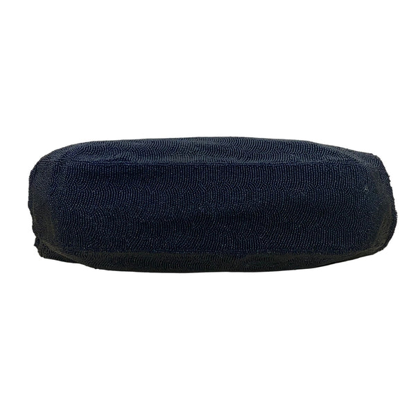 Marguerite Fressé Women’s Black Beaded Gold-Tone Floral Clasp Clutch Bag