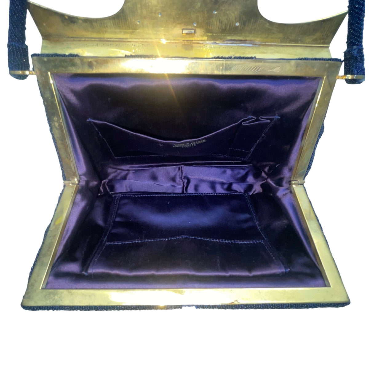 Marguerite Fressé Women’s Black Beaded Gold-Tone Floral Clasp Clutch Bag