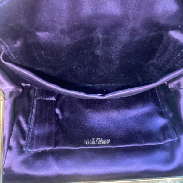 Marguerite Fressé Women’s Black Beaded Gold-Tone Floral Clasp Clutch Bag