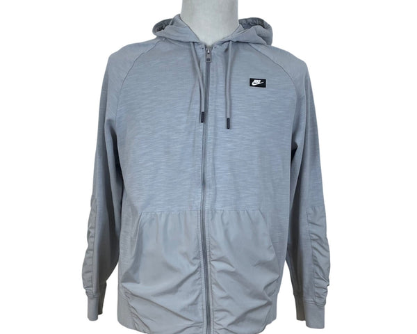 Nike Mens Gray Long Sleeve Hooded Full-Zip Jacket Size L