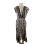 Perry Walker Womens Multicolor Floral Print Midi Dress With Tassel Sz S-M