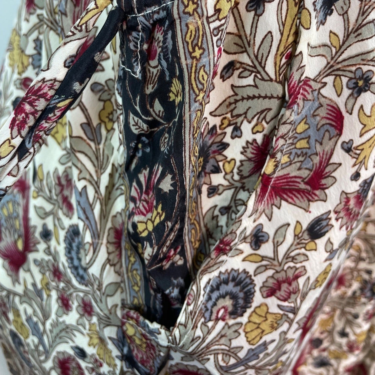 Perry Walker Womens Multicolor Floral Print Midi Dress With Tassel Sz S-M