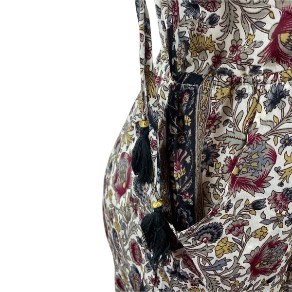 Perry Walker Womens Multicolor Floral Print Midi Dress With Tassel Sz S-M