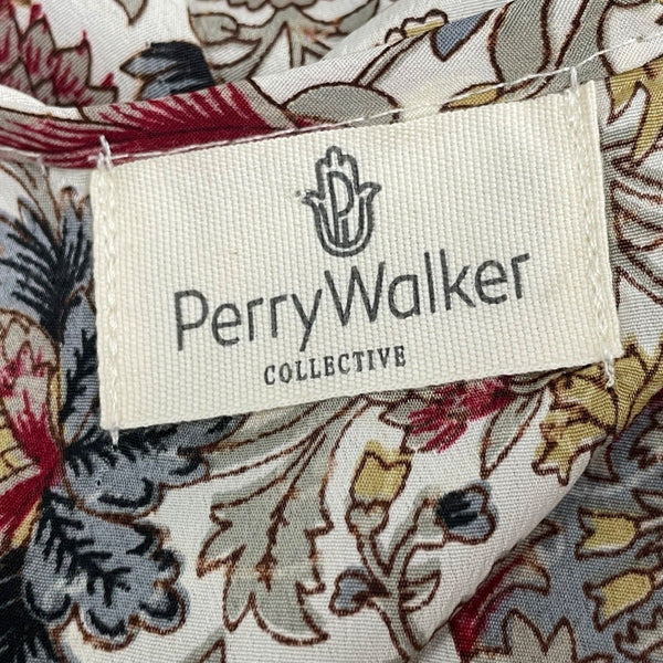 Perry Walker Womens Multicolor Floral Print Midi Dress With Tassel Sz S-M