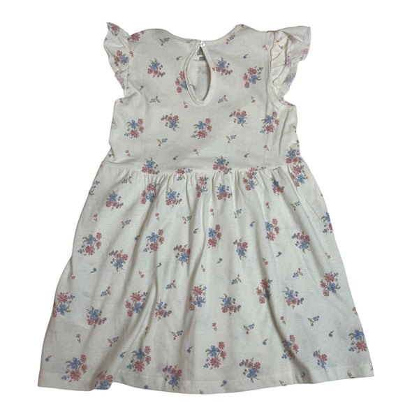 H&M Toddler Girls Floral Print Cream Dress With Ruffled Sleeves Size 3T - New