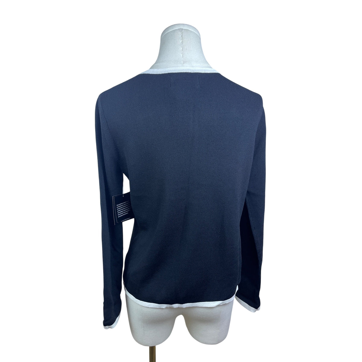 Sag Harbor Women's Black/White Knit Button Front Cardigan Sweater PM