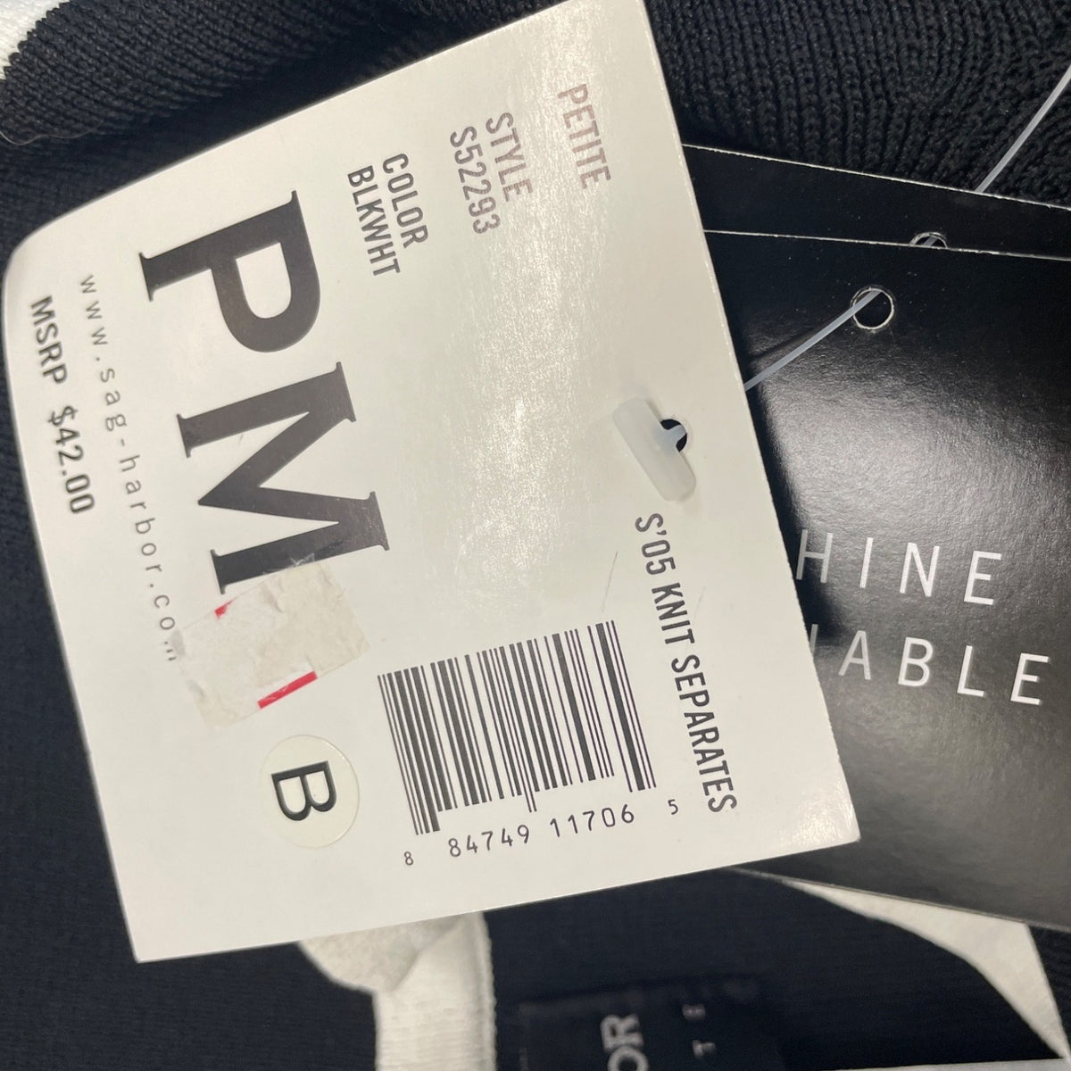 Sag Harbor Women's Black/White Knit Button Front Cardigan Sweater PM