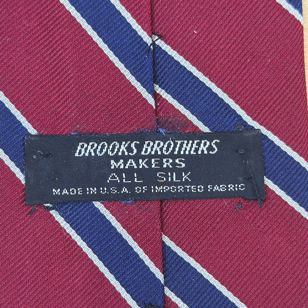 Vintage Brooks Brothers Burgundy & Blue Striped Silk Tie Classic Accessory