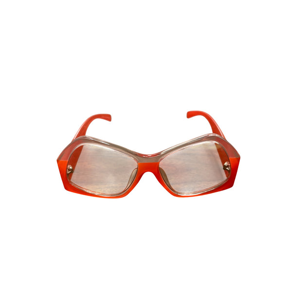 Red Oversized Dramatic Transparent Eyeglass Frames Bold Rectangle Style Unisex OS