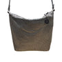Whiting & Davis Silver Metallic Mesh Zip Closure Leather Strap Crossbody Bag