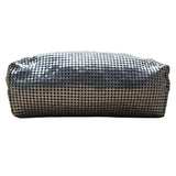 Whiting & Davis Silver Metallic Mesh Zip Closure Leather Strap Crossbody Bag