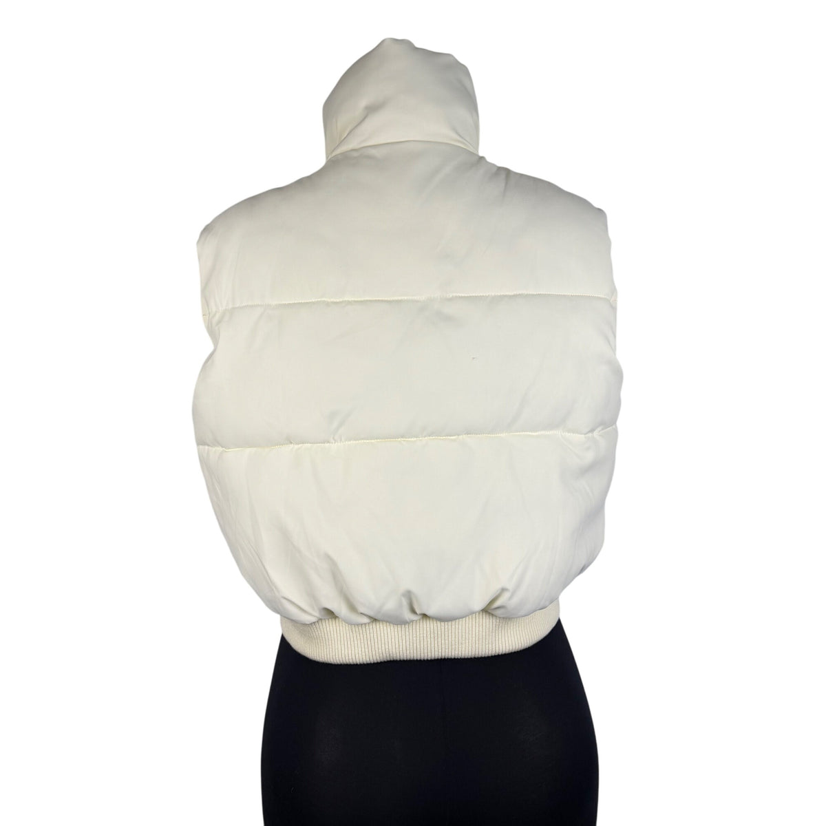 Merokeety Women’s White Polyester Puffer Vest Sleeveless Full Zip Size M