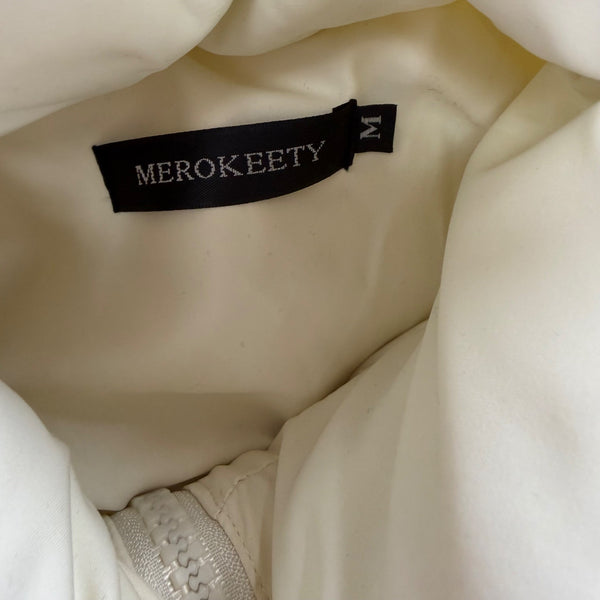 Merokeety Women’s White Polyester Puffer Vest Sleeveless Full Zip Size M