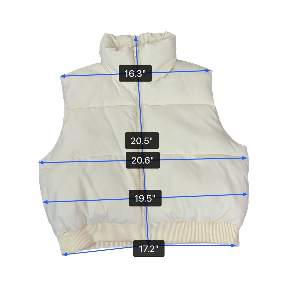 Merokeety Women’s White Polyester Puffer Vest Sleeveless Full Zip Size M