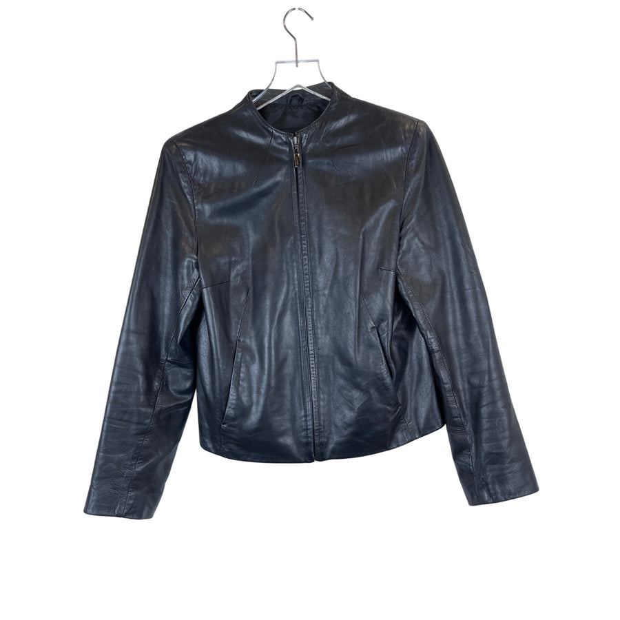 Siena Studio Womens Black Leather Zip-Up Jacket Medium Classic Design