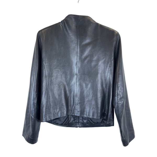 Siena Studio Womens Black Leather Zip-Up Jacket Medium Classic Design