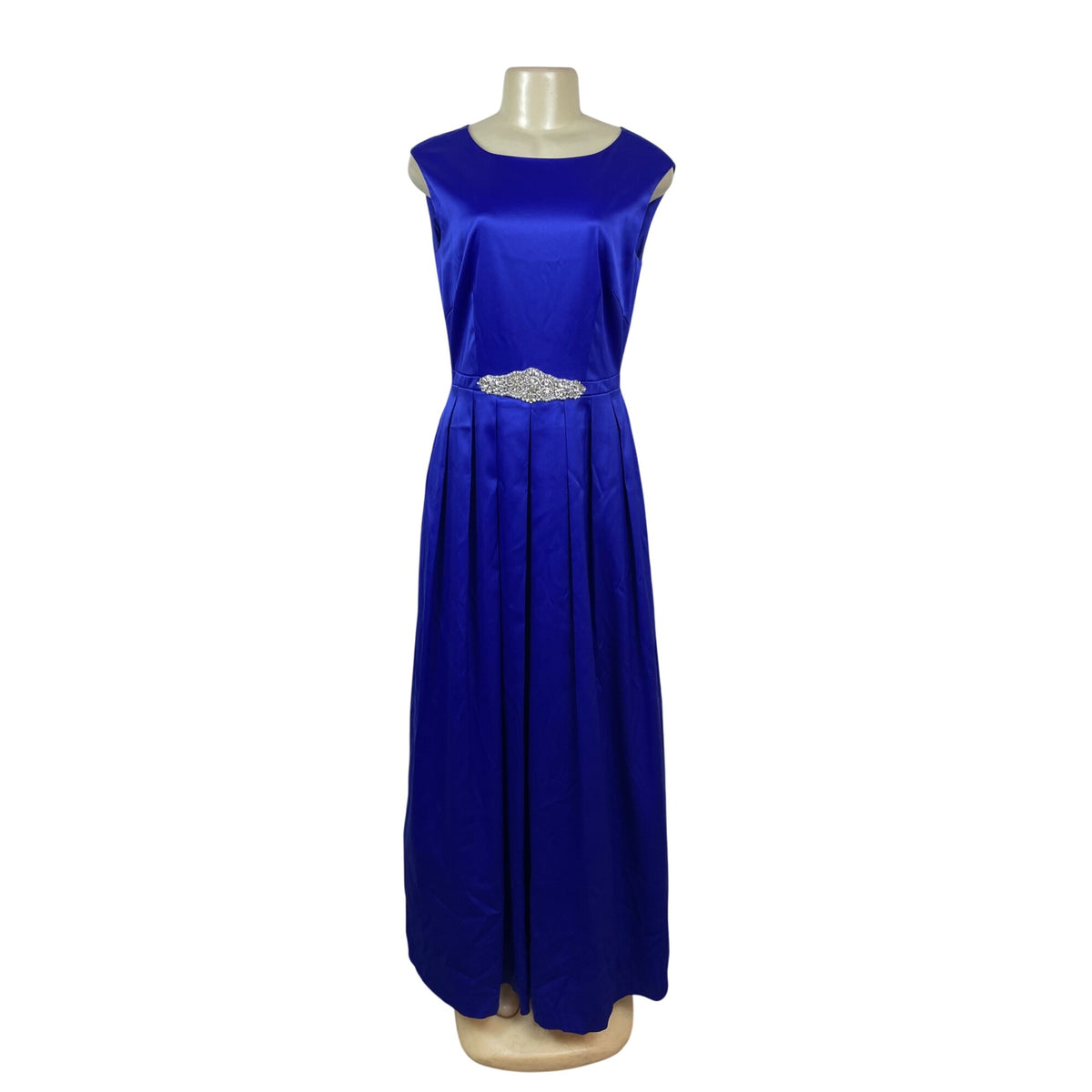Tahari Vintage Style Royal Blue Sleeveless Evening Gown Embellished Waist Size 6