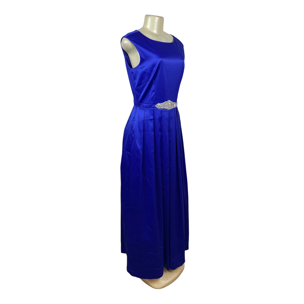 Tahari Vintage Style Royal Blue Sleeveless Evening Gown Embellished Waist Size 6