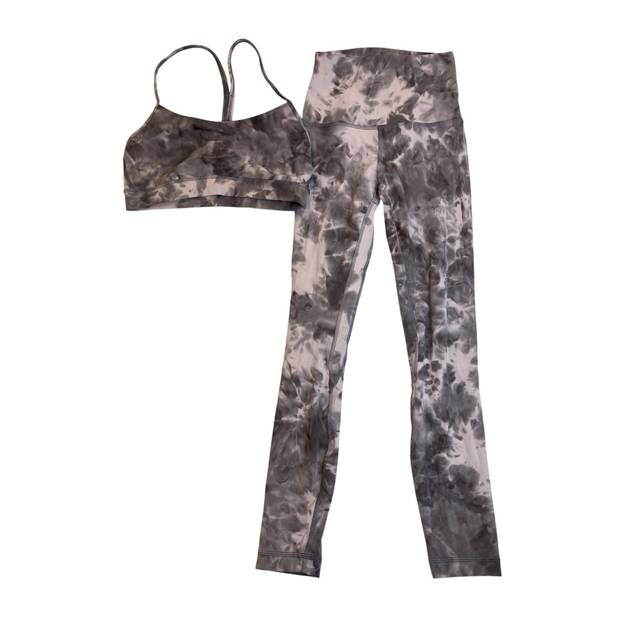 Lululemon Womens Tie-Dye Sports Bra & Leggings Set High-Waisted Stretchy Sz 2