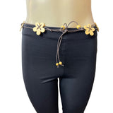 Girls Identity Youth Black Pants W Floral Belt Sz L/14 - New