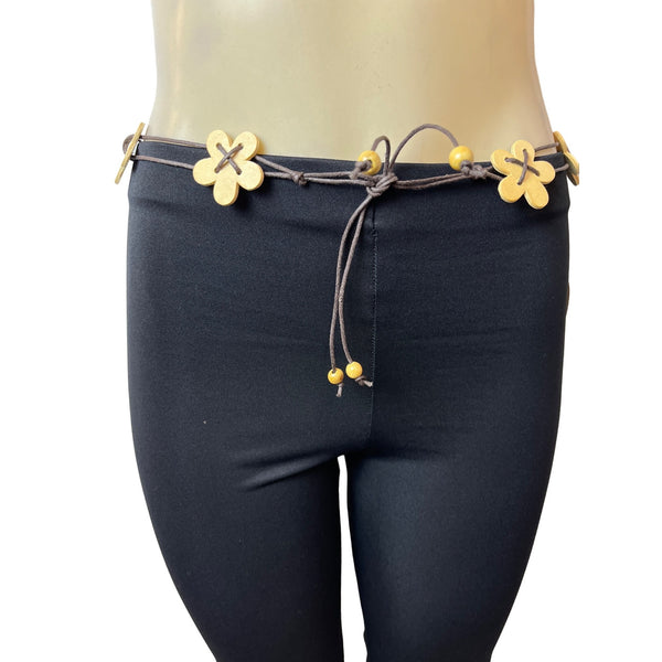 Girls Identity Youth Black Pants W Floral Belt Sz L/14 - New