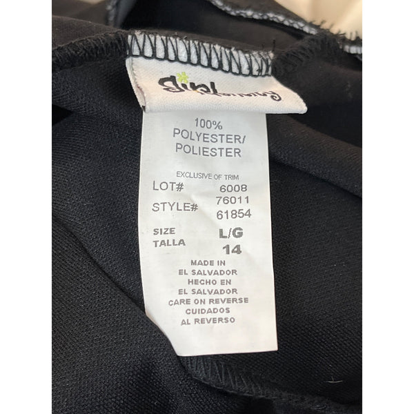 Girls Identity Youth Black Pants W Floral Belt Sz L/14 - New